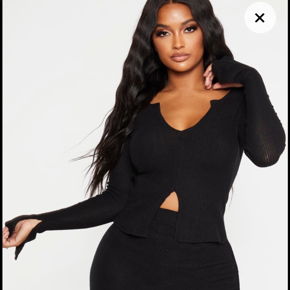 PrettyLittleThing Black Long Sleeve Crop US 14